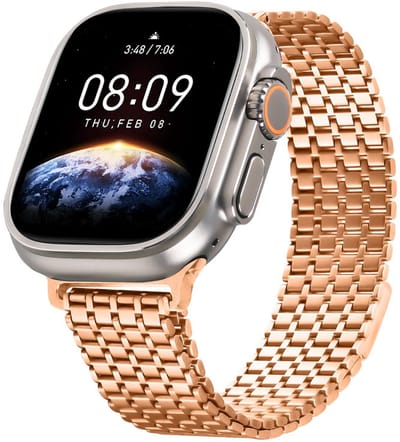 Luxe Milanees bandje - geschikt voor Apple Watch 1/2/3/4/5/6/7/8/9/10/11/ SE (1,2,3) met maat 38 mm / 40 mm / 41 mm en 42 mm (Watch 10/11) - Milanese met magneet sluiting - rosegoud