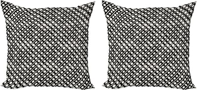 ABAKUHAUS Sierkussenhoes Zwart en Ivoor, Set van 2, Geometrische Vorm 40x40 cm, Zwart en Ivoor