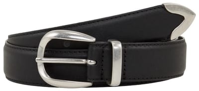 Tom Tailor - TTPIPER leren riem met afgeronde gesp - Maat 85 - black uni