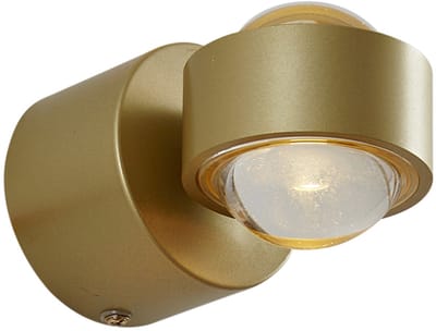 QAZQA lens - Design LED Wandlamp voor binnen - 1 lichts - Ø 8 cm - Messing - Woonkamer | Slaapkamer | Keuken