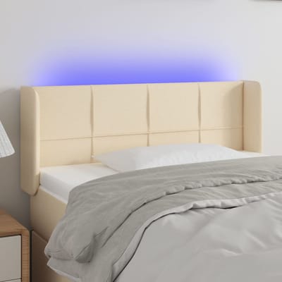 vidaXL - Hoofdbord - LED - 83x16x78/88 - cm - stof - crèmekleurig