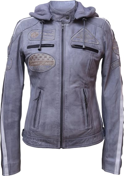 Urban Leather Fifty Eight Leren Motorjas Dames - Grijs - Maat 3XL