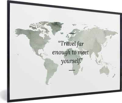 Poster in lijst - Fotolijst 90x60 cm - Posters - Wereldkaart - Waterverf - Quotes - Posterlijst zwart - Decoratie - Wanddecoratie woonkamer - Muurdecoratie slaapkamer