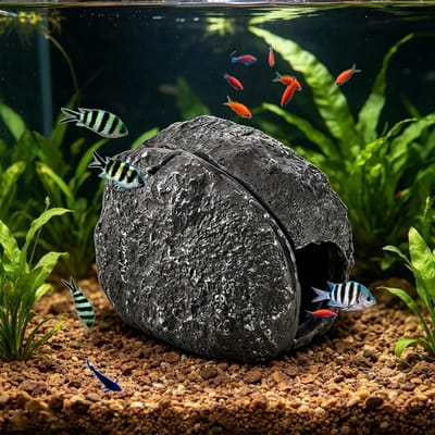 Dailygoods - Begonia Magnetische aquariumverborgen holte, afneembare aquariumdecoratie, hars, aquariumaccessoires voor vis, garnalen, krabben, reptielen