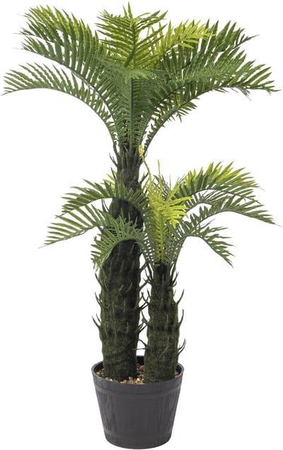 Kunstplant Varenpalm 100cm – Realistische Varenplant met 2 Stammen – Tropische Kamerplant Groot – Onderhoudsvrije namaak plant – Kunstplant Decoratie Binnen en Kantoor