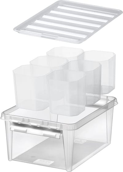 SmartStore - Classic 15 Opbergbox 14 liter met 6 Vakverdelers - Polypropyleen - Transparant