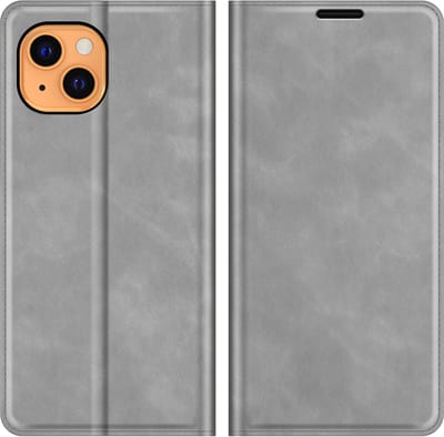 MobyDefend Hoesje - Geschikt voor iPhone 13 - Luxe Wallet Bookcase (Magnetische Sluiting) - Grijs