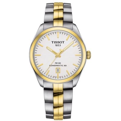 Tissot Pr100 Automatisch Mechanisch Uurwerk 100m Waterbestendig Datumweergave Drie Wijzers Herenhorloges Wit Staal T101.407.22.031.00 Silver Dial white