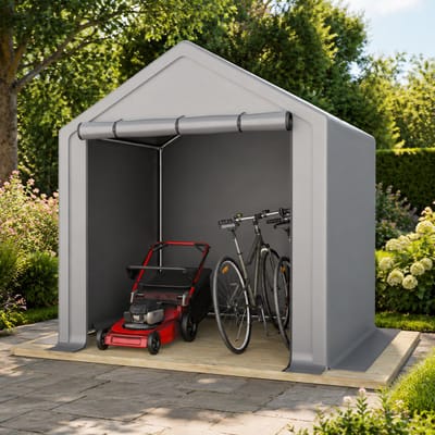 Tuinhuis met Schuin Dak – Gereedschapsschuur - 190x170x200 cm - Outdoor Tuinopslag - Voor Achtertuin, Terras en Grasveld - Weerbestendig - Grijs