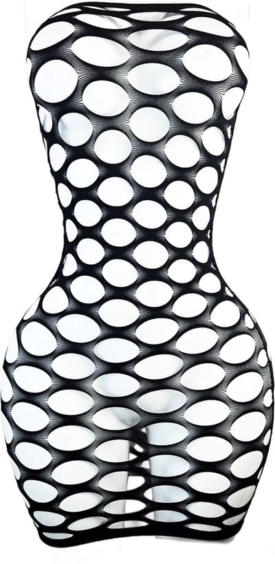 BamBella® Jurk - Onesize - Erotische doorzichtige gaten Sexy jurkje Zwart Kleed