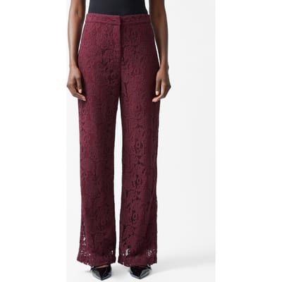 French Connection Asura Lace Flared Trouser Burgundy Red Size: 8 | Wide-Leg & Flared Pants Outlet | Dames | Bordeaux
