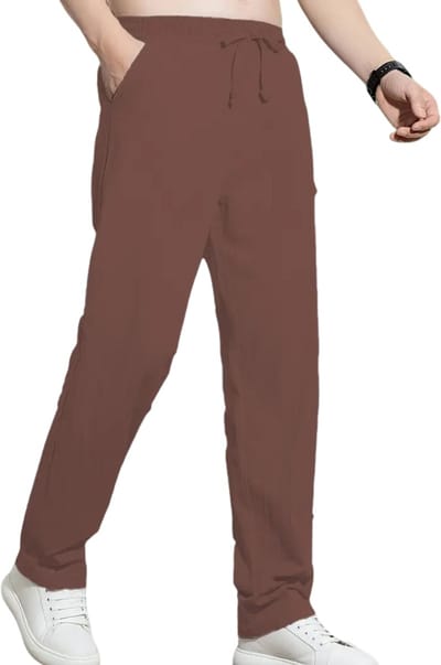 Livano Linnen Broek Heren - Zomerbroek - Volwassenen - Lange Broek - Pantalon - Strandbroek - Zomer - Ibiza Stijl - Koffie - Maat S