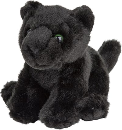 Nature Planet pluche panter - zwart - 15 cm - knuffeldier - panter knuffels - wilde dieren