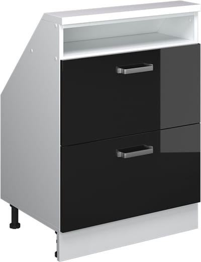 Vicco Rion Kast voor schuine wand – met 2 laden Zwart hoogglans/wit