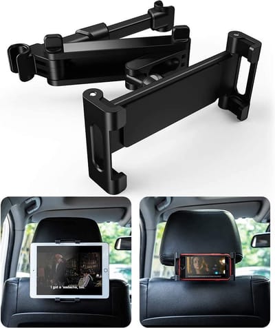 Meedeer Tablet Houder Auto - Tablethouder Auto - Geschikt voor iPad, Telefoon ( 6-12 inch )- Tablet houder auto hoofdsteun - Telefoonhouder auto-360° Draaibaar - Zwart