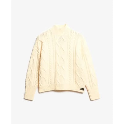 Superdry - Kabeltrui met hoge hals - Dames - Sweaters
