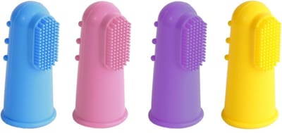 Famanu – Set van 4 Siliconen Vingertandenborstels voor Huisdieren – Inclusief Opbergdoos, Zacht Materiaal voor Kleine Honden en Katten