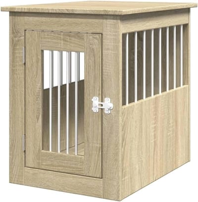 Hondenbench - Hondenmand - Veilig verblijf - Geventileerd ontwerp - 45x62x59 cm - Sonoma eiken