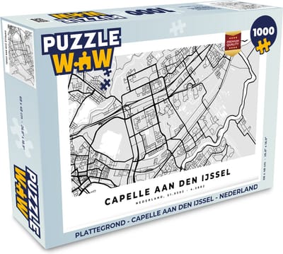 Puzzel Plattegrond - Capelle aan den IJssel - Nederland - Legpuzzel - Puzzel 1000 stukjes volwassenen - Stadskaart