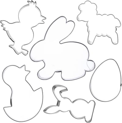Koekjessnijders Peperkoek Pasen 6 stuks - Vormen - Uitsteekvorm - Cookie - Cutter - Uitsteekvormpjes - Koekjes - Bakken - Koekjessnijder