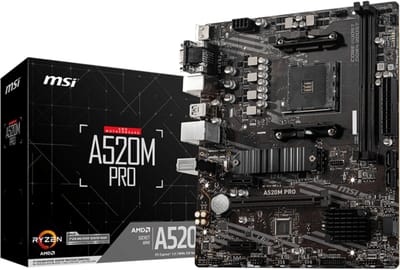 MSI A520M PRO Moederbord - AMD A520 - AMD AM4 - DDR4 RAM - Micro-ATX
