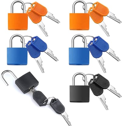 Kofferslot Set - 6 Kleurrijke Mini Hangsloten met Sleutel voor Bagages