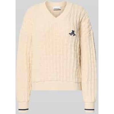 Loose fit gebreide pullover van puur katoen, model 'CAARLAS STRUCTURE'