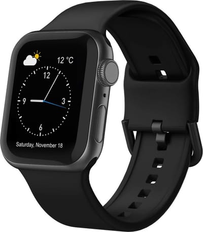 Siliconen bandje - geschikt voor Apple Watch series 1/2/3/4/5/6/7/8/9/10/11/ SE (1,2,3) / Ultra (1,2,3) met maat 44 mm / 45 mm / 46 mm / 49 mm - Zwart