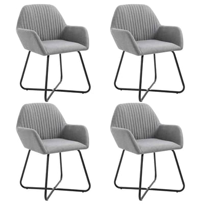 vidaXL - Eetkamerstoelen - 4 - st - stof - lichtgrijs