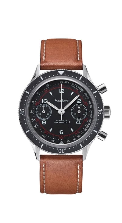 Hanhart 415 ES Pure - Horloge - Lichtbruine lederen band - bruin - 39 mm