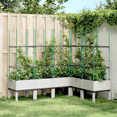 vidaXL - Plantenbak - met - latwerk - 160x120x142,5 - cm - polypropeen - wit