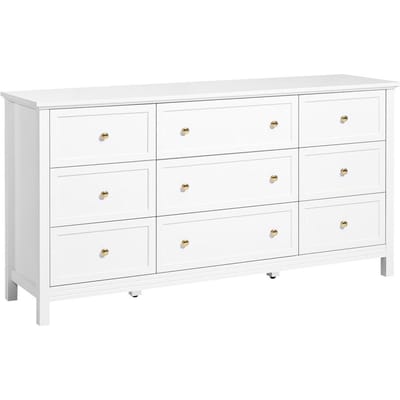 9-lade Commode Houten Ladekast met Schuif- en Anti-kantelmechanisme Wit