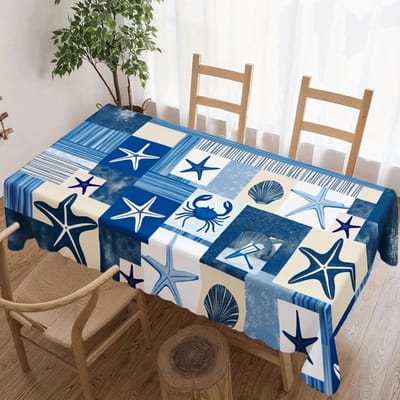 Oceaanwind Thema Rechthoekige Tafelkleed voor Tafeldecoratie Keuken Eetkamer Waterdicht Herbruikbaar Tafelkleed voor Tafels Binnen Buiten 90x140cm