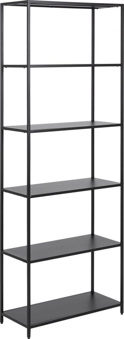 Boekenkast Valencia Staal Zwart 70x180cm - Giga Living