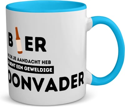 Akyol - bier, nu ik je aandacht heb je bent een geweldige schoonvader koffiemok - theemok - blauw - Papa - schoonvader - vader cadeautjes - vaderdag - verjaardagscadeau - verjaardag - cadeau - geschenk - kado - gift - vader artikelen - 350 ML inhoud
