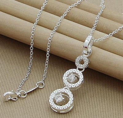 N3 Collecties 925 Zilveren Kleur Hanger Ketting Liefde Ronde Hand Ketting Voor Dames - 45cm