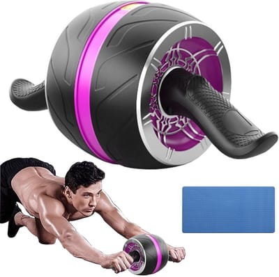 AB Wielroller - Buikroller Fitnesswiel - Core Training - Automatische Rebound - 37 cm - Paars