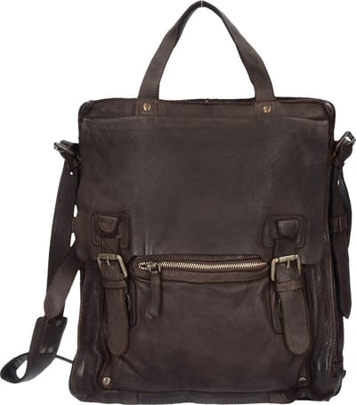 HAROLD'S Leren Schoudertas Submarine Messengerbag Upend Brown Donkerbruin