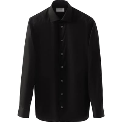 Eton Solid Signature Twill Shirt Lange Mouw Overhemden Zwart 100012342