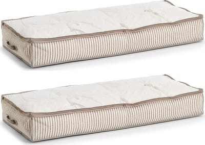 Zeller opbergtas/beschermhoes beddengoed/kleding - 2x - voor onder bed - 104 x 46 x 15 cm