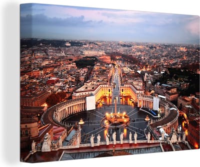 Canvas Schilderij Rome - Plein - Stad - 30x20 cm - Wanddecoratie