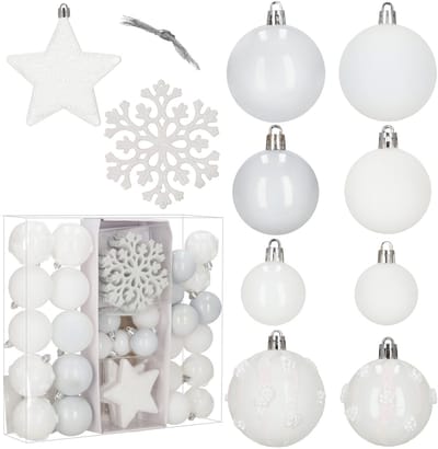 Springos Kerstballen | 40 Stuks | 5/6/7/8/9/10 cm | Wit
