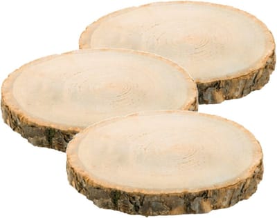 Chaks Decoratie boomschijf met schors - 3x - hout - D24 x H2 cm - rond - Onderborden/kaarsenplateaus