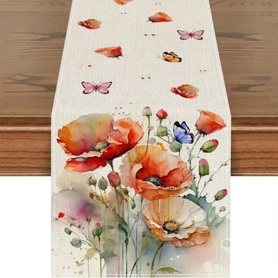 Waterverf Bloemenblad Ontwerp Zomer Seizoensgebonden Tafelkleed Bruiloft Keuken Diner Feest Linnen Tafelvlag Decoratie 33x230cm