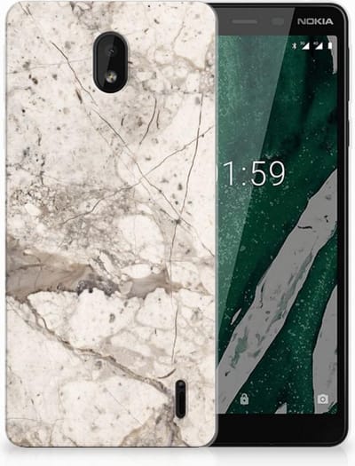 Nokia 1 Plus TPU Siliconen Hoesje Marmer Beige