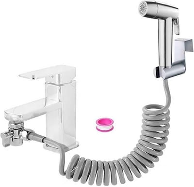 Handdouche Set voor Bidet, ABS Kunststof, Baby Luier Spray met Kraan Dispenser, Dubbele Stralingsmodus, Nozzle, Veer Slang, Wandmontage, Hygiënisch en Comfortabel in Gebruik