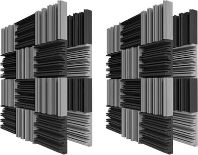 Akoestische Platen - Geluidsisolatie Schuim - Geluidsverbetering Ruimte - Zelfklevend Design - 48 Stuks - Zwart