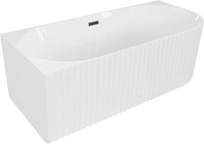 Mexen Gia vrijstaande hoekbad geribbeld links 170 x 80 , wit glans, zwarte overloop - 52701708000L-70