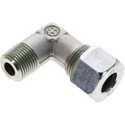 3/8'' NPT Buitendraad x 12S Verzinkt Stalen Elbow 90deg Snijring 630 Bar DIN 2353