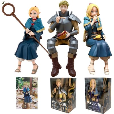 Anime meisje beeldje Delicious in Dungeon Marcil Donato zittende pop speelgoed cadeau met kerkervoedsel Leo Stouten figuur black